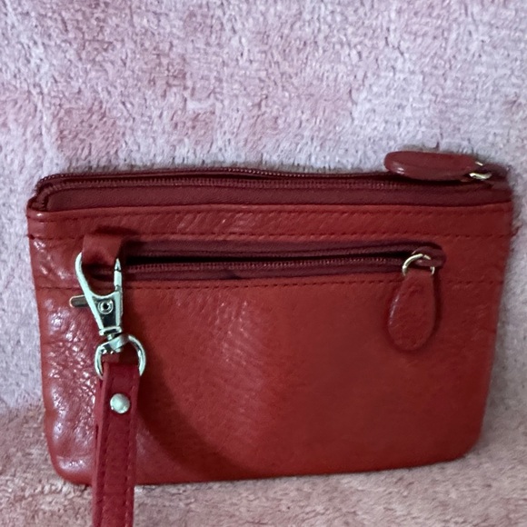 Genuine Leather Red Wristlet - Picture 2 of 3